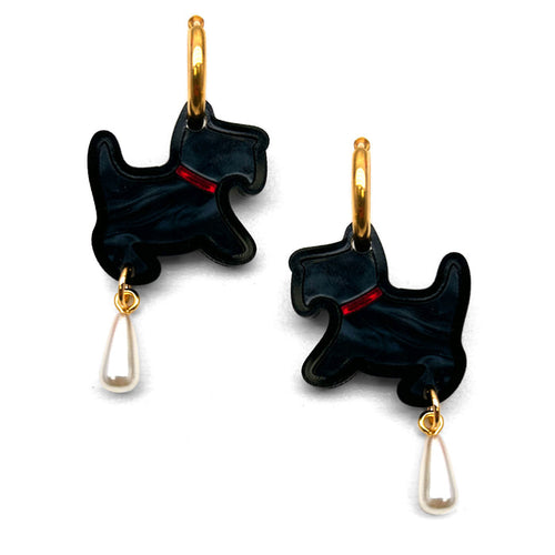 Scottie with Pearl Gold Dangle Earring