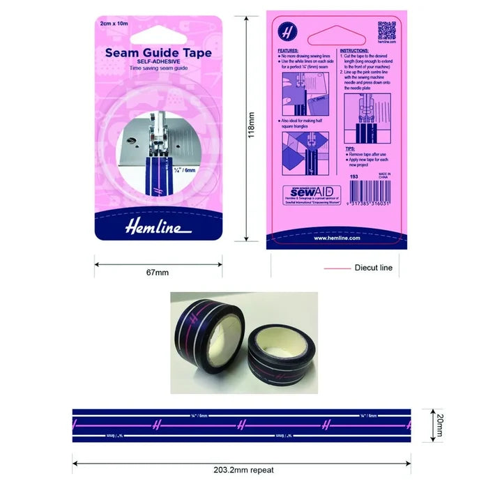 Seam Guide Washi Tape - 2CM X 10M
