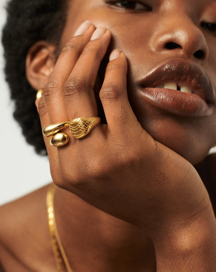 Serpent Textured Signet Ring | 18ct Gold Plated Rings Missoma