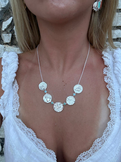 Silver India Coin Necklace