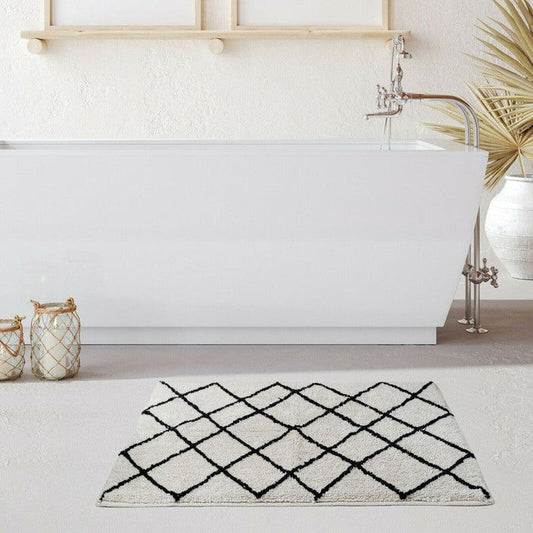 Soft Cotton Bath Rug Tufted Jacquard Design -Home Living Store - -