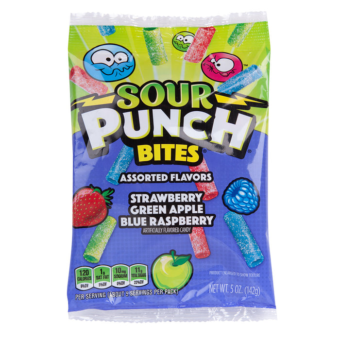 Sour Punch Assorted Bites Gummy Candy Peg Bag - 12 Count