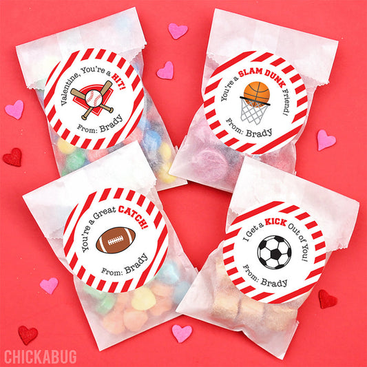 Sports Valentine's Day Stickers