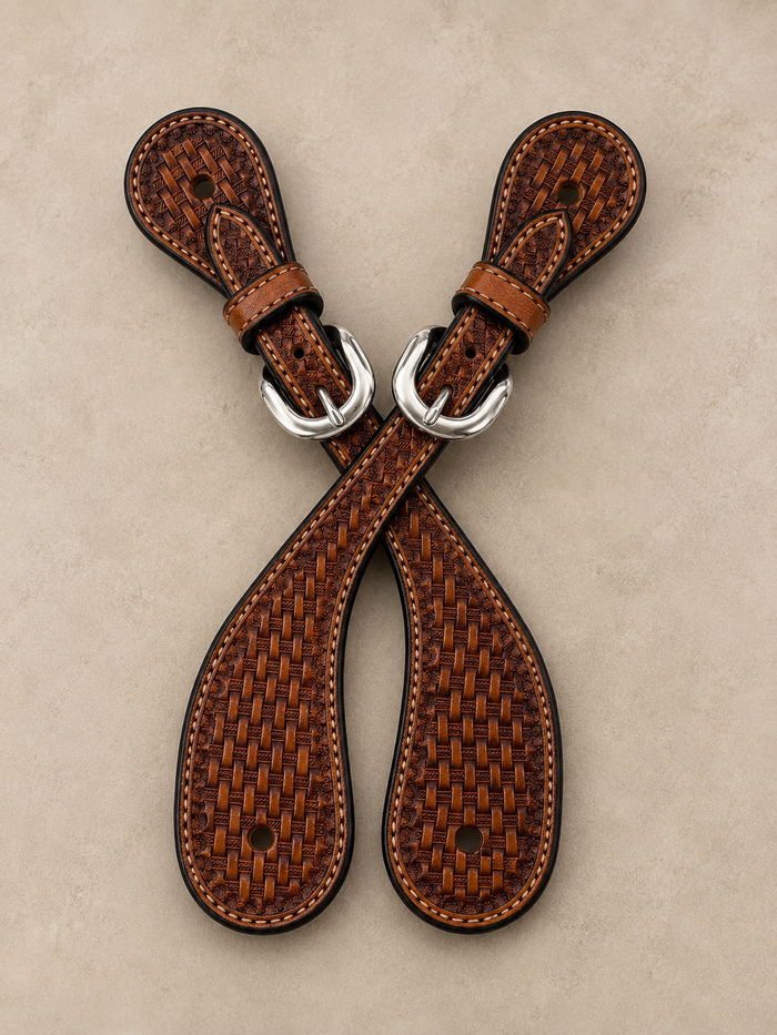 Spur Straps - SPS07 - Ladies 5/8" Small Antiqued Basketweave