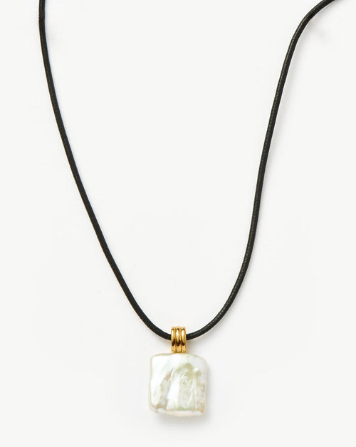 Square Pearl Pendant Cord Necklace | 18k Gold Plated Vermeil/Pearl Necklaces Missoma