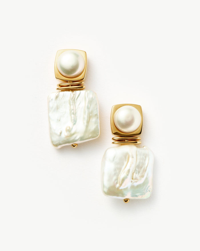 Square Pearl Statement Earrings | 18k Gold Plated/Pearl Earrings Missoma