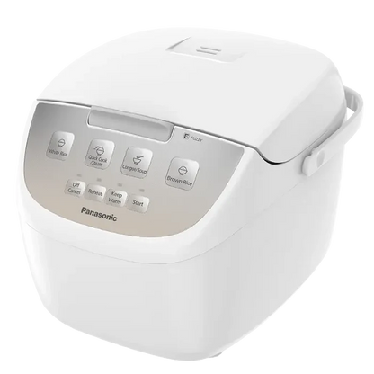 White Panasonic rice cooker on a white background