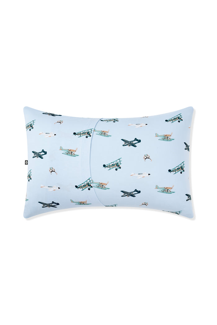 The back of the Standard Pillowcase in Take Off showing the envelope closure