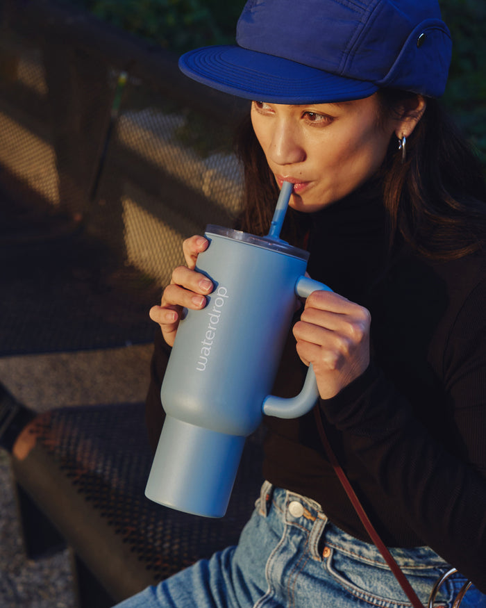 Starter Set Explorer Thermo Tumbler with flip-open straw.