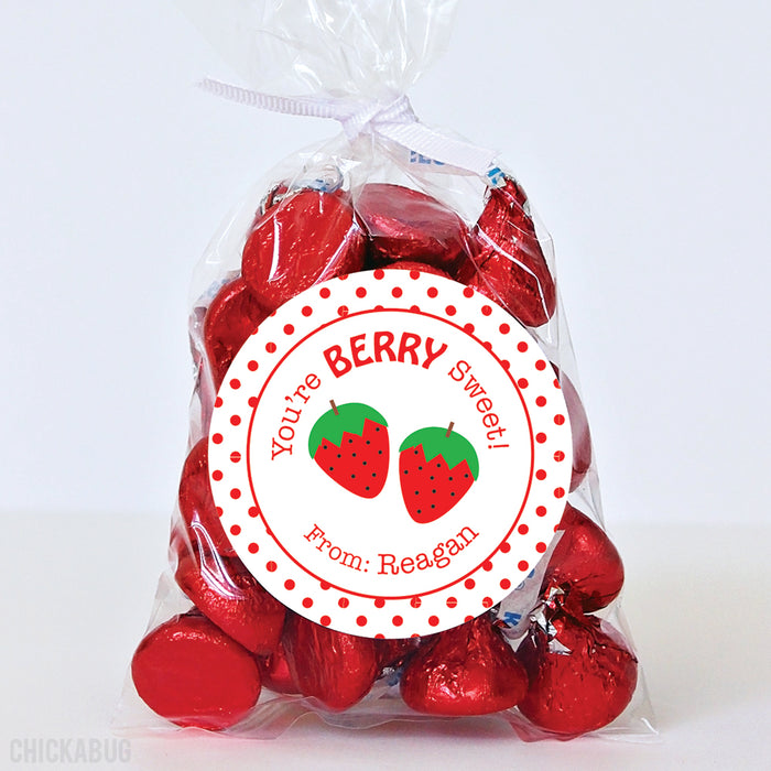 Strawberry "Berry Sweet" Valentine's Day Stickers