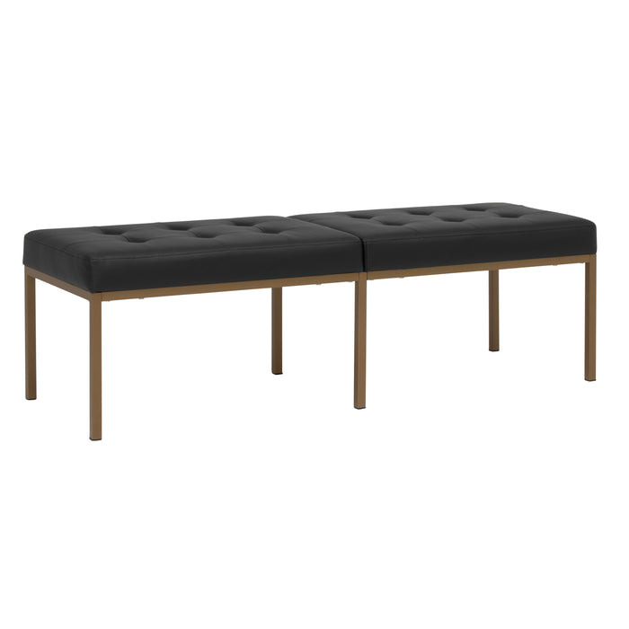 Studio Designs Camber Bench - 60" - Chrome Legs and Tufted Leather - Modern Entryway Bench, Bronze / Black 72152