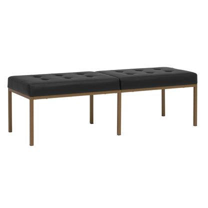 Studio Designs Camber Bench - 60" - Chrome Legs and Tufted Leather - Modern Entryway Bench, Bronze / Black 72152