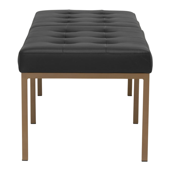 Studio Designs Camber Bench - 60" - Chrome Legs and Tufted Leather - Modern Entryway Bench, Bronze / Black 72152