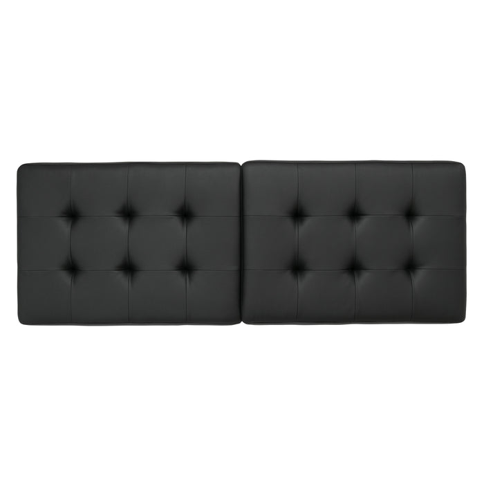 Studio Designs Camber Bench - 60" - Chrome Legs and Tufted Leather - Modern Entryway Bench, Bronze / Black 72152