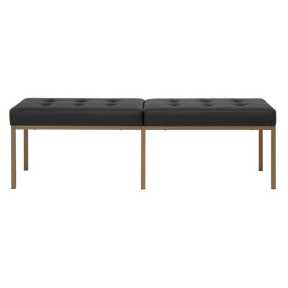 Studio Designs Camber Bench - 60" - Chrome Legs and Tufted Leather - Modern Entryway Bench, Bronze / Black 72152