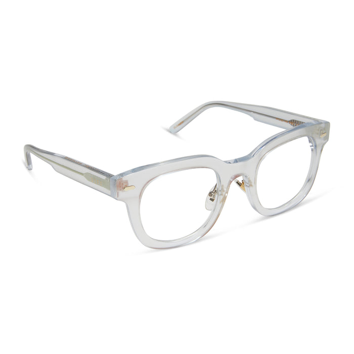 diff eyewear featuring the summer square prescription glasses with a opalescent pink frame angled view