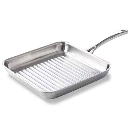 Superior Tri-Ply grillpan 28x28 cm zilver vooraanzicht
