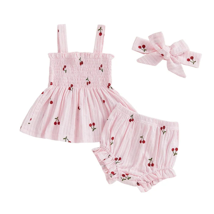 SWEET CHERRY Smocked Summer Outfit