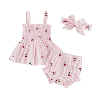 SWEET CHERRY Smocked Summer Outfit