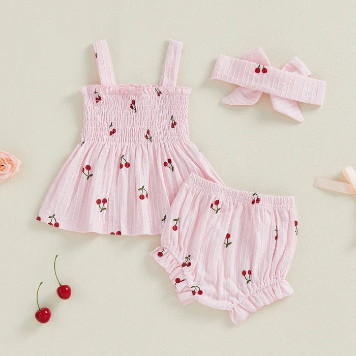 SWEET CHERRY Smocked Summer Outfit