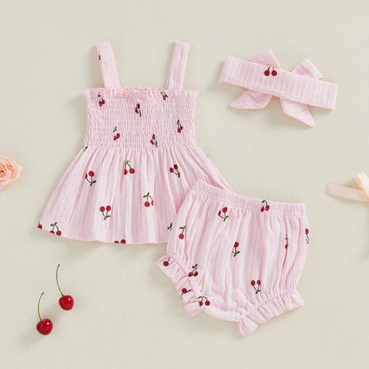 SWEET CHERRY Smocked Summer Outfit
