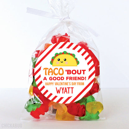 "Taco 'Bout a Good Friend" Valentine's Day Stickers