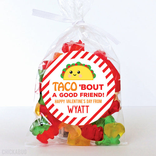 "Taco 'Bout a Good Friend" Valentine's Day Stickers