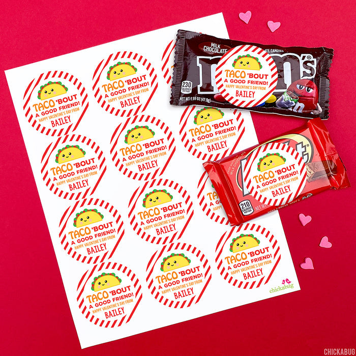"Taco 'Bout a Good Friend" Valentine's Day Stickers