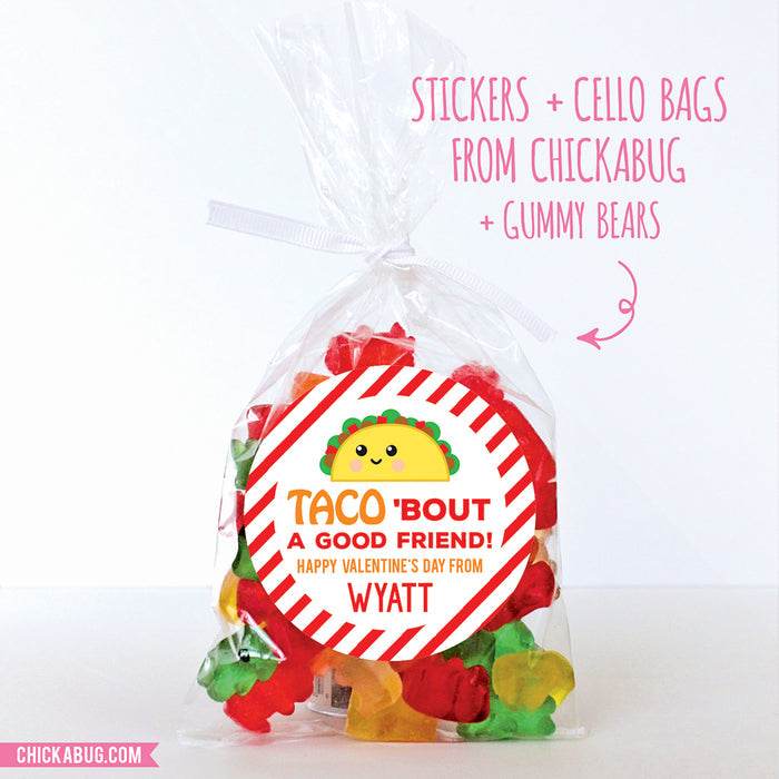"Taco 'Bout a Good Friend" Valentine's Day Stickers