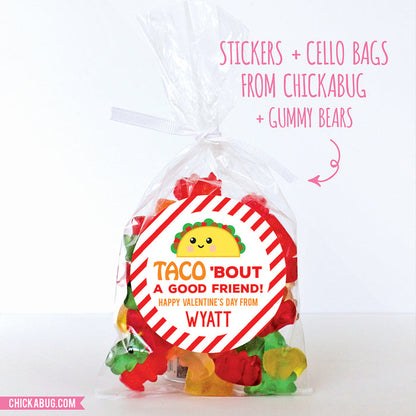 "Taco 'Bout a Good Friend" Valentine's Day Stickers