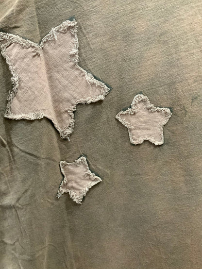 Tattered Tee Dress with Star Appliqué One Size