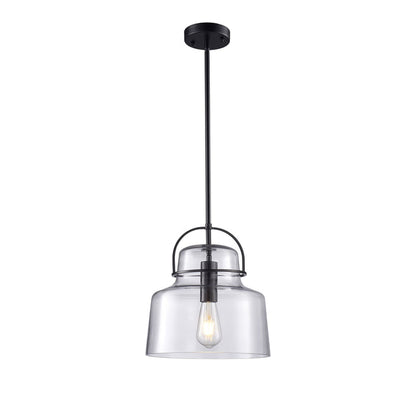 Teresa Glass Pendant Matt Black 30x51cm