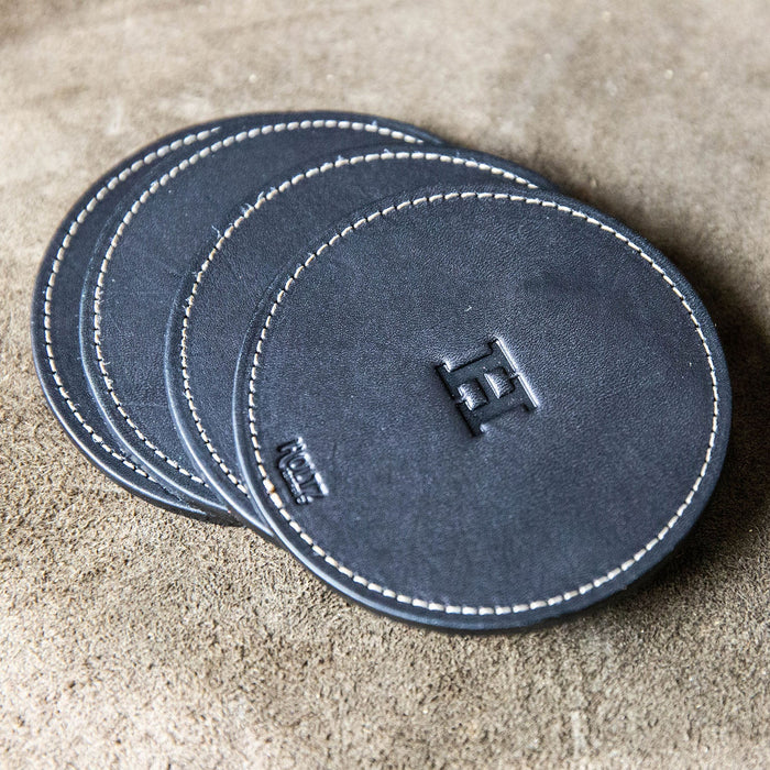 The Farm House Circle Fine Leather Coaster Set of 4 Coasters | Holtz Leather Co.