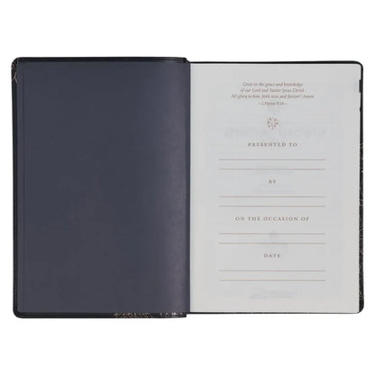 The Spiritual Growth Bible Faux Leather, Black Floral, NLT
