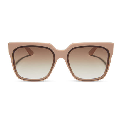 icoinca x diff eyewear thea oversized square sunglasses with a nude acetate frame and brown gradient lenses front view
