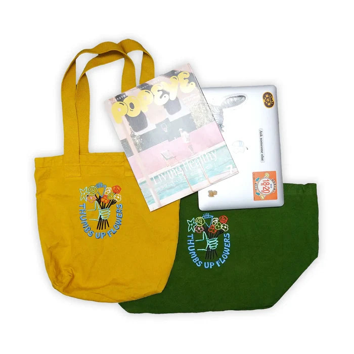 Thumbs UP Flowers Embroidered small tote