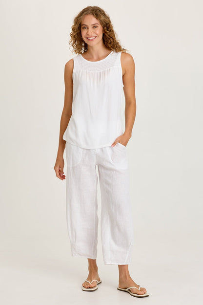 XCVI Timo Crepe Smocked Neckline Tank