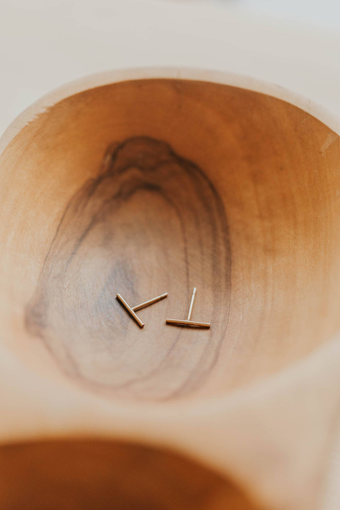 Tiny Bar Studs | 14kt Gold Fill + Sterling Silver