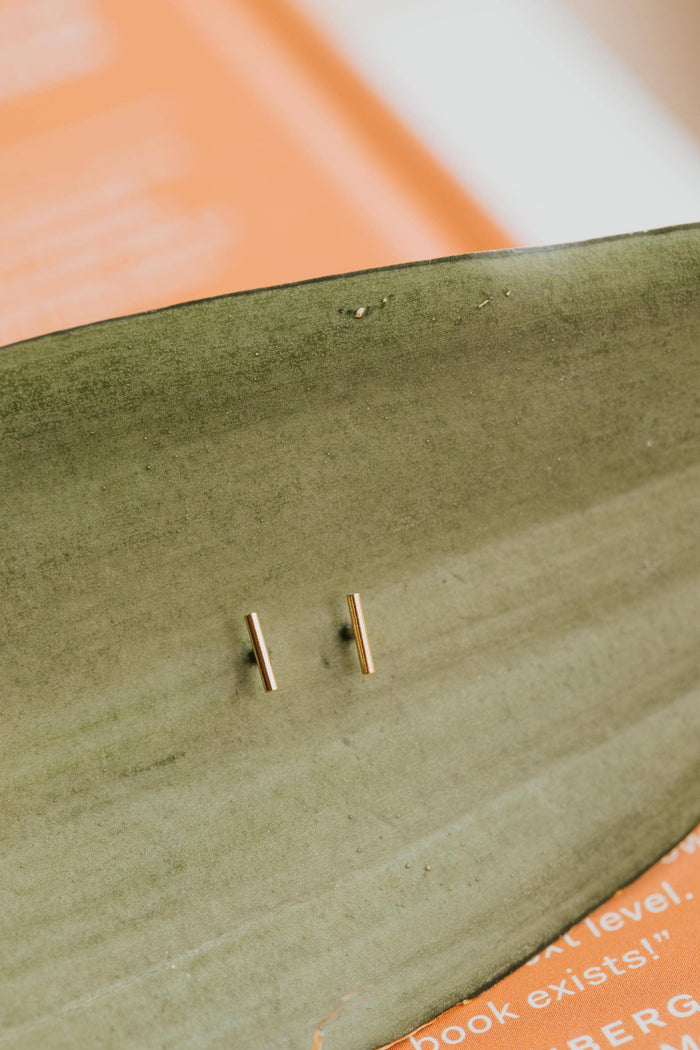 Tiny Bar Studs | 14kt Gold Fill + Sterling Silver