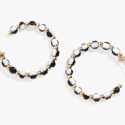 Toile Beaded Hoop Earrings