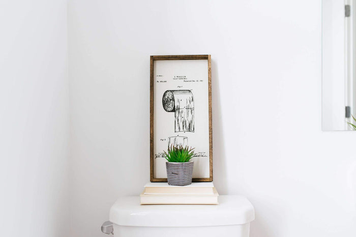 Toilet Paper Patent Wood Sign farmhouse decor bathroom wall hanging