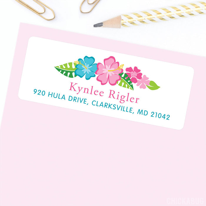 Tropical Flowers Luau Address Labels