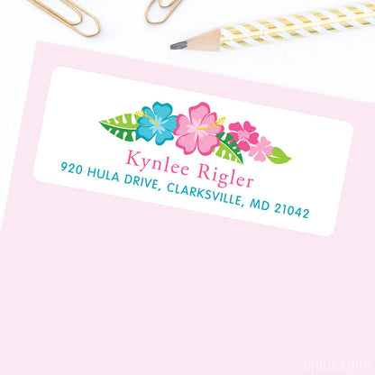 Tropical Flowers Luau Address Labels
