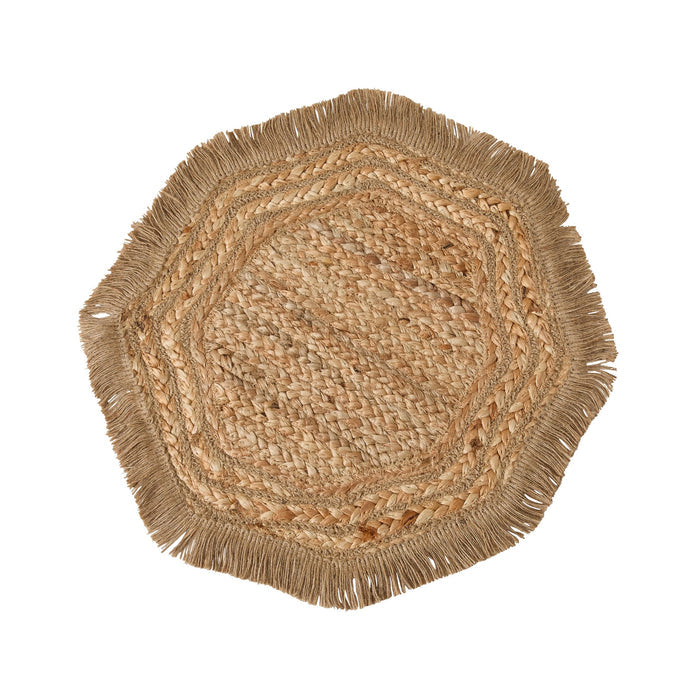 Tulum Braided Hexagonal Jute Placemat 38cm Set of 2