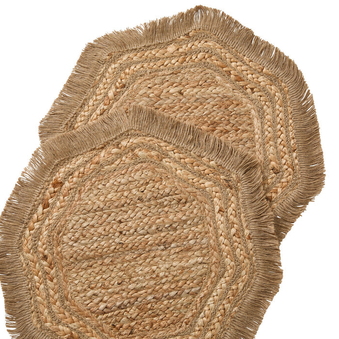 Tulum Braided Hexagonal Jute Placemat 38cm Set of 2