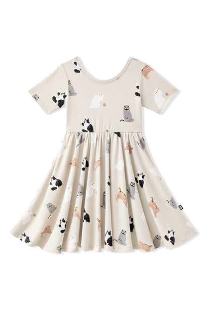 Product photo of the Twirl Dress in Fluffy Cat