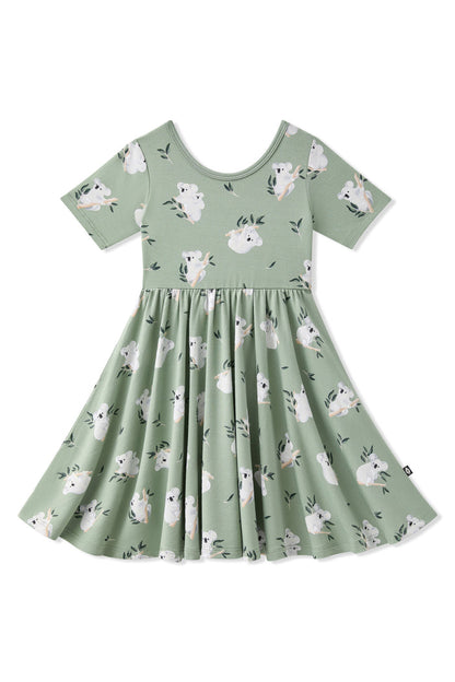 Product photo of the Twirl Dress in Koala on a white surface