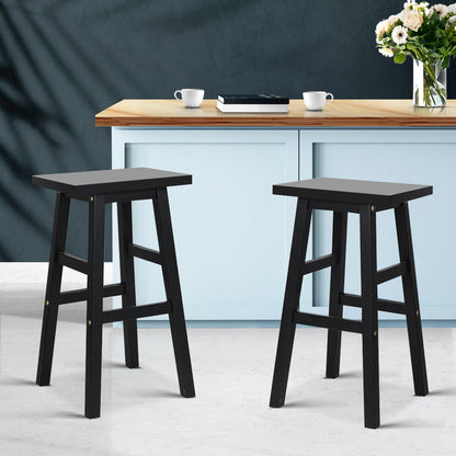 Two Bar Stools Kitchen Counter Stools Wooden Chairs Black-Home Living Store-Furniture > Chairs > Table & Bar Stools