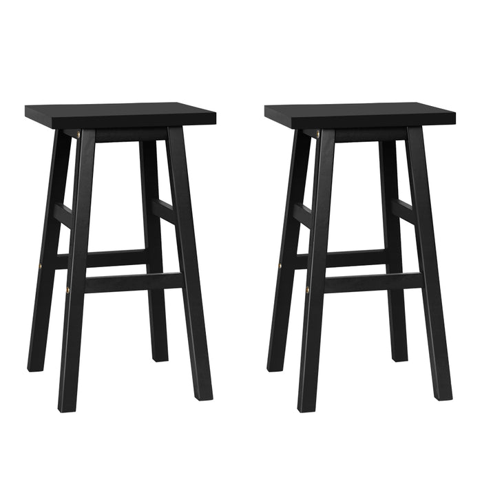 Two Bar Stools Kitchen Counter Stools Wooden Chairs Black-Home Living Store-
