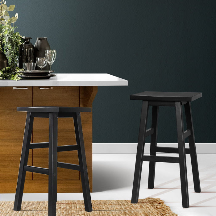 Two Bar Stools Kitchen Counter Stools Wooden Chairs Black-Home Living Store-